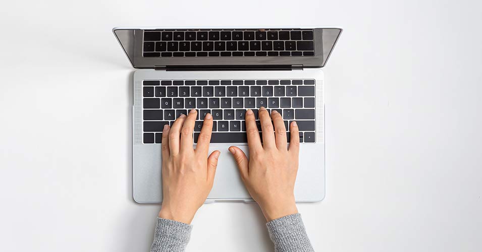 Person using a laptop computer