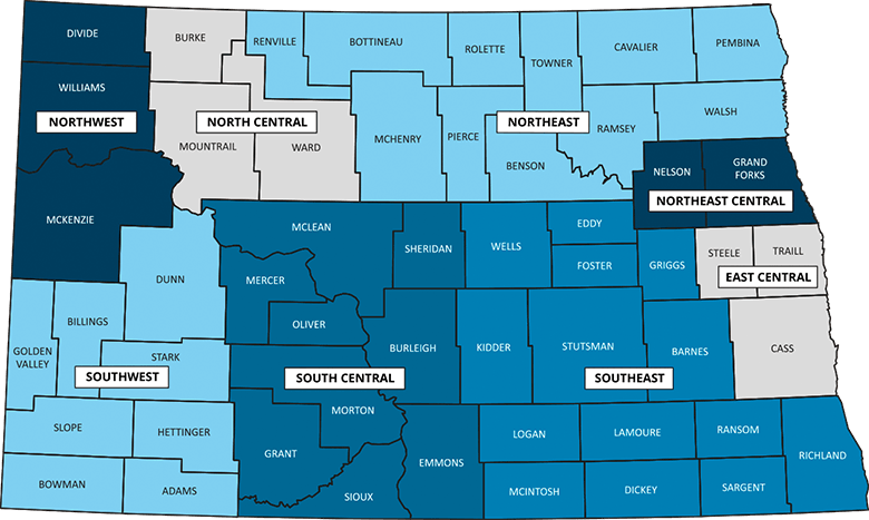 North Dakota County Map