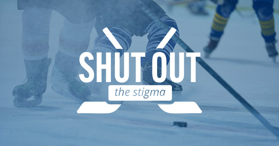 Shut Out the Stigma logo with hockey background