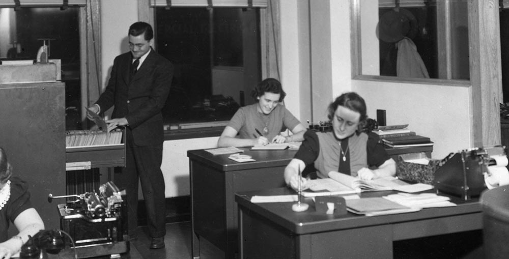 Historical photo of bcbsnd employees