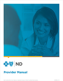 The cover of the Provider Manual featuring an image of a doctor smiling at her patient.