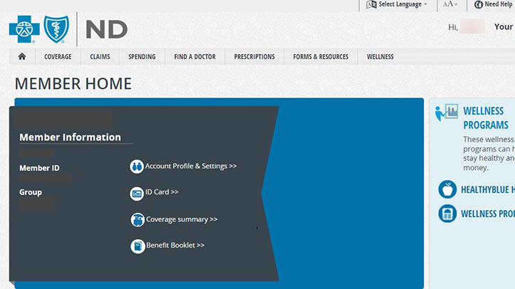Screenshot of user logging in to the online member services portal.