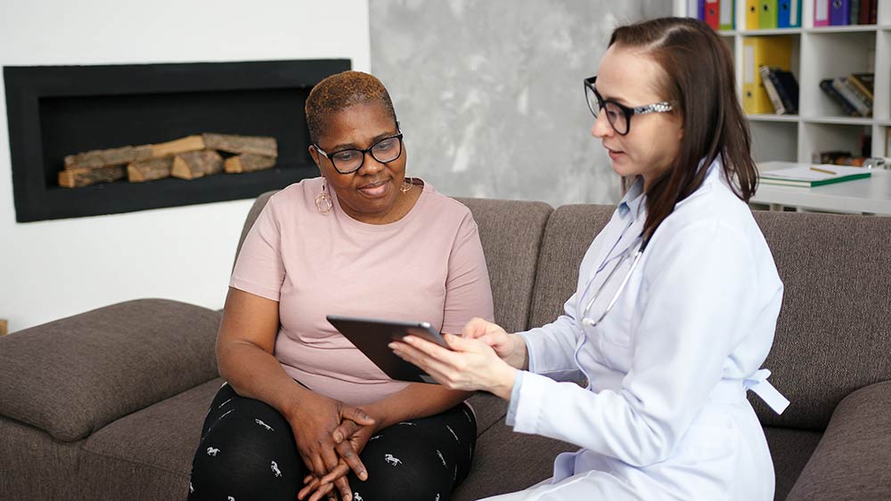 Patient consulting with doctor