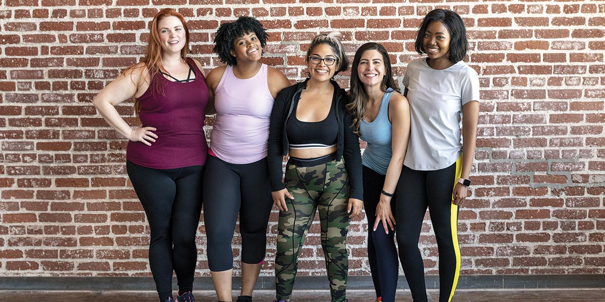Diverse womens fitness class