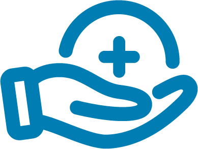 Medicaid Expansion Crisis Utilization icon of hand holding the healthcare cross symbol.