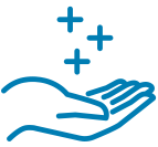 Medicare Advantage or Medicare Part C icon of a hand with multiple medical symbols combining into a bundle