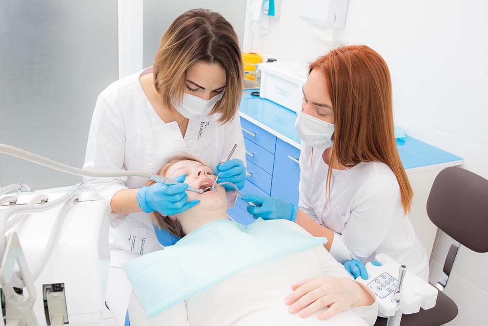woman having a dental cleaning