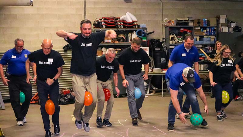 West Acres Development team doing a team-building activity