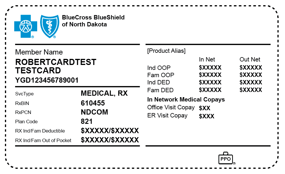 Sample BCBSND ID Card