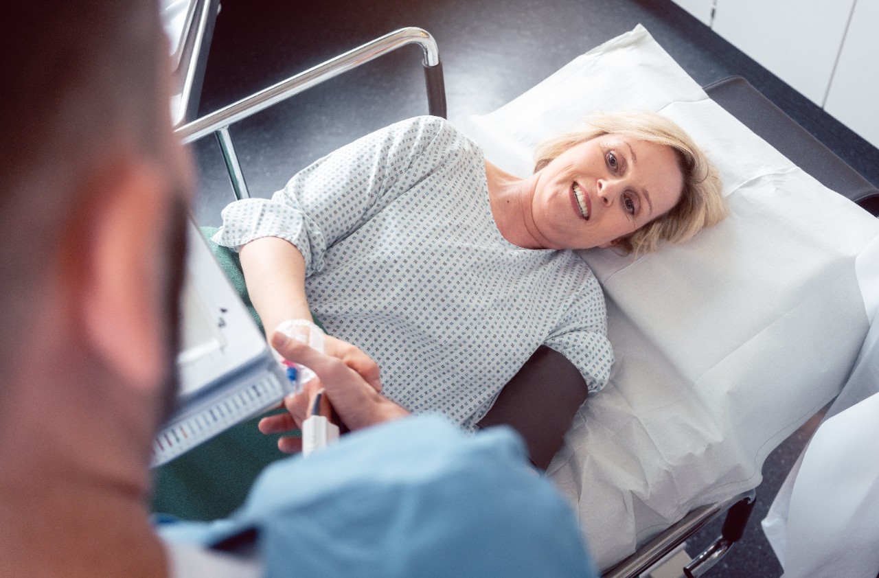 Patient lying in a hospital bed