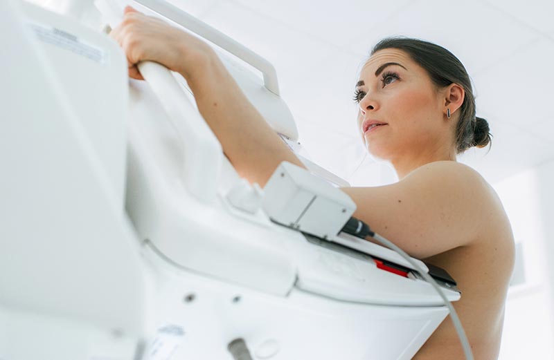 woman getting a mammogram