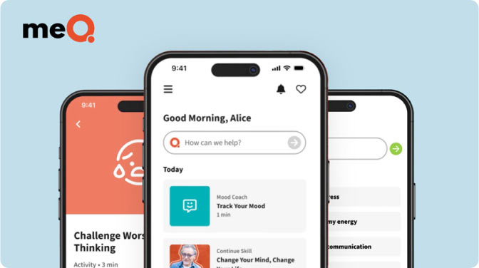 Screenshots of the meQuilibrium app
