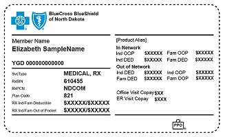 Sample BCBSND member ID card