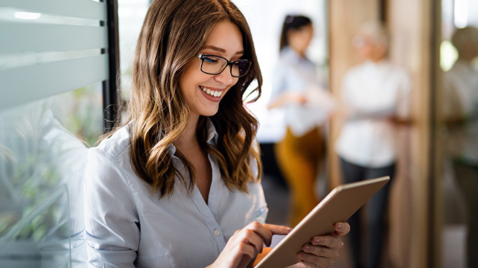 Business woman using a tablet