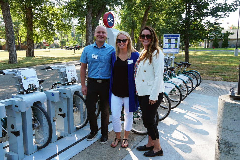 BCBSND VP of Government Affairs & Public Policy Megan Houn (right) with BCBSND employees Amber Blomberg (middle) and Ryan Hartje (left).