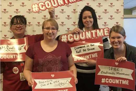 Giving Hearts Day, 2018. Pictured left to right: Danielle Salisbury, Andrea Hinman, Alison Anderson and Sarah Durbin. 