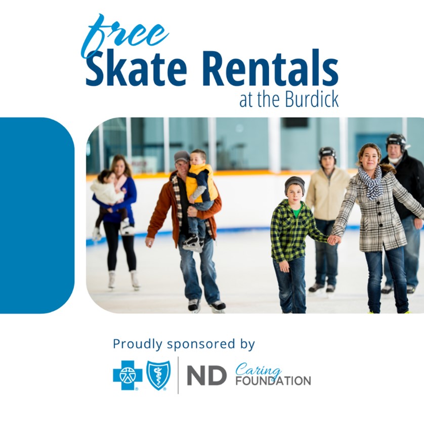 Free skate rentals sponsored by BCBSND caring foundation