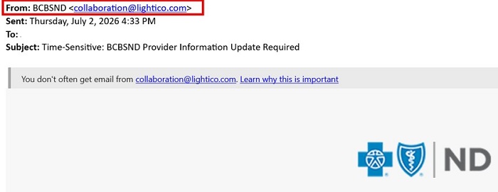 Screenshot of email from lightico.com