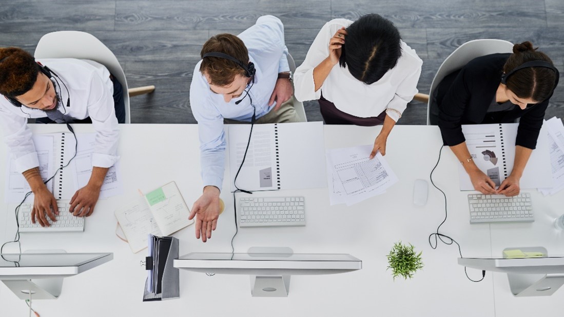Employees working in a call center