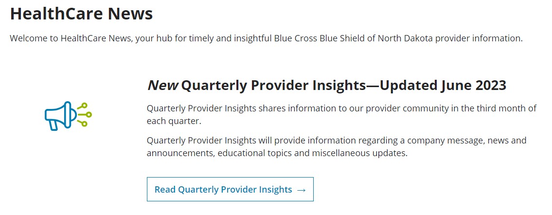 Quarterly Provider Insights screenshot