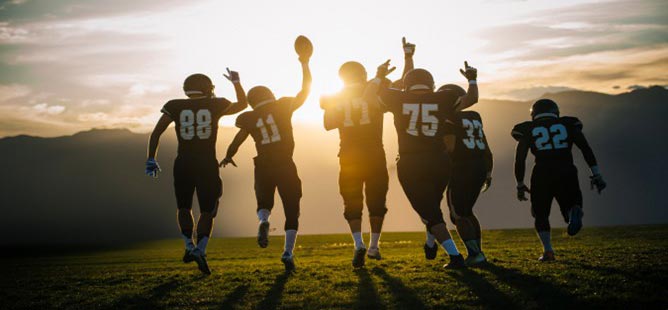 Football players celebrating