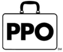 An icon of a suitcase with PPO inside